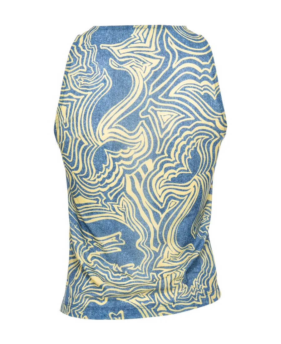 Abstract-Print Ruched Tank Top