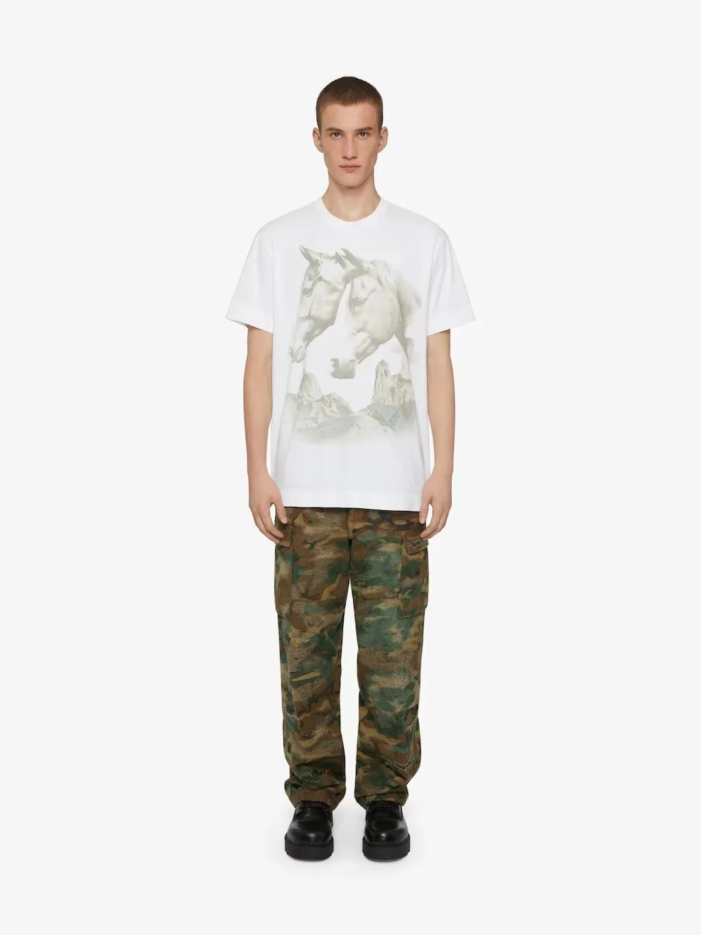 Oversized T-Shirt In Cotton With Givenchy Horse Print