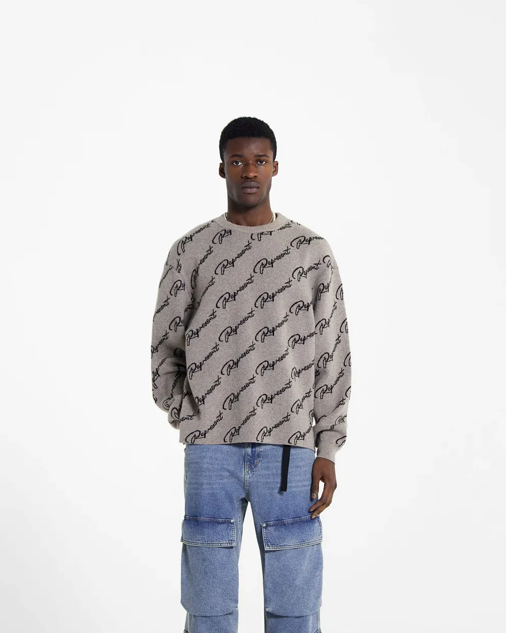 Long-Sleeved Jacquard Sweater With Round Neck