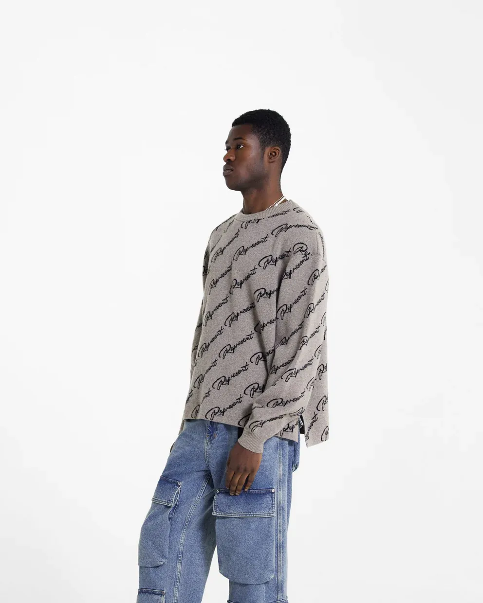 Long-Sleeved Jacquard Sweater With Round Neck