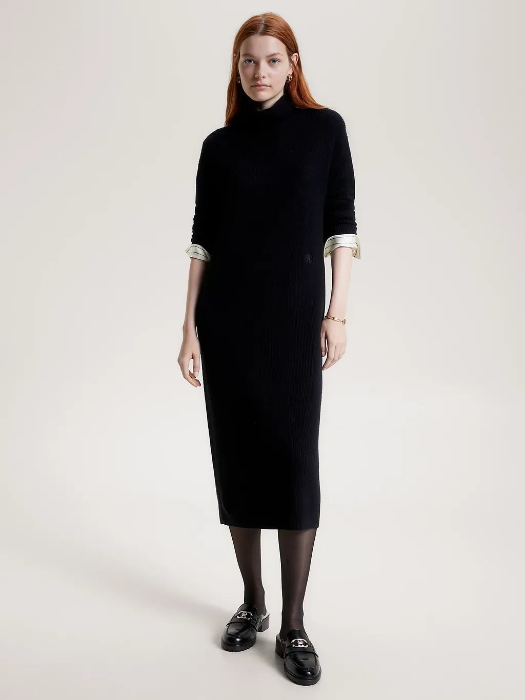 High-Necked Mid-Length Dress