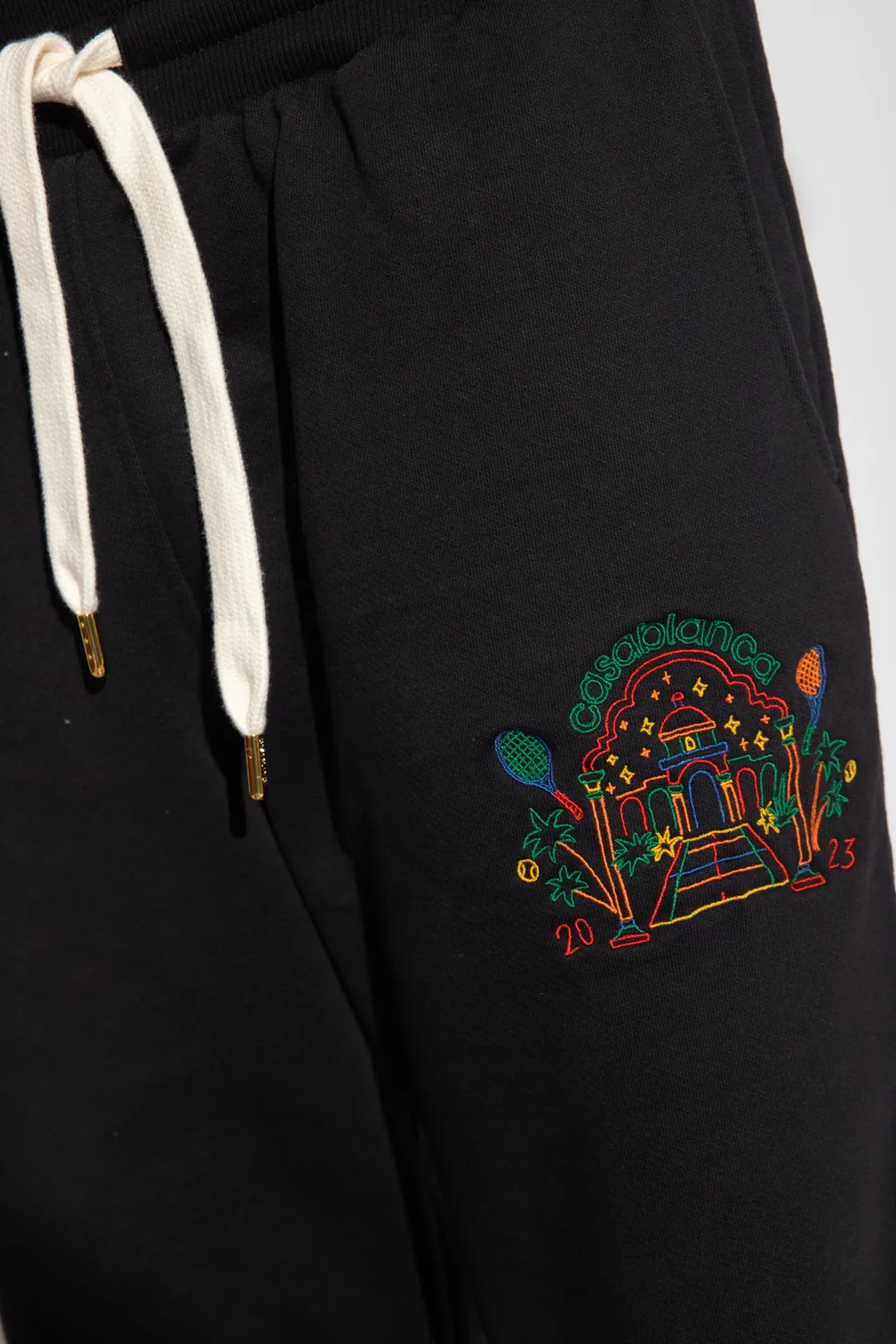 Rainbow Crayon Temple-Embroidery Track Pants