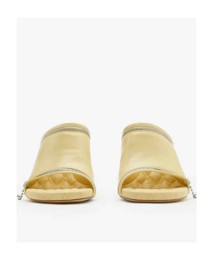 Burberry Peep Decorative-Zip Slip-On Sandals