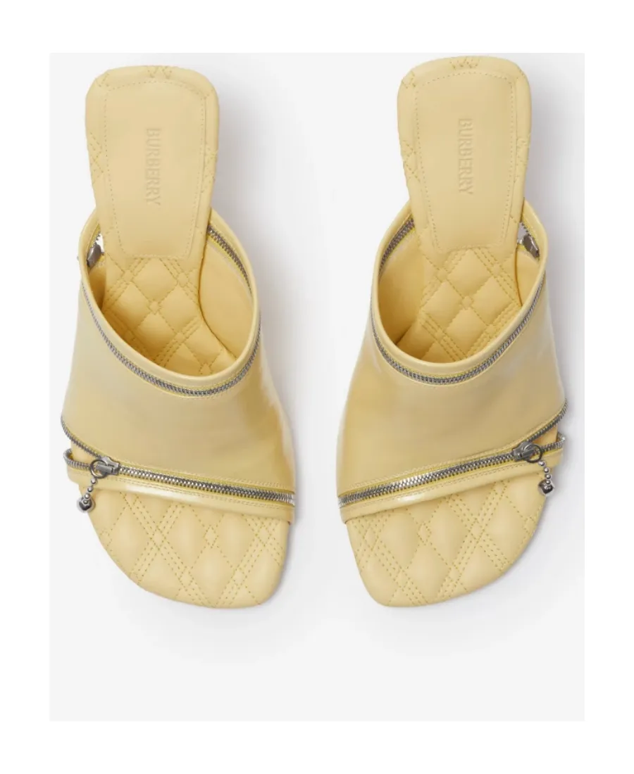 Burberry Peep Decorative-Zip Slip-On Sandals