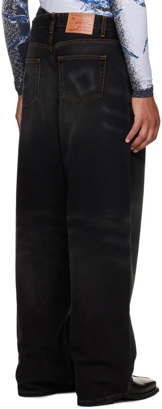 Washed-Effect Wide-Leg Jeans