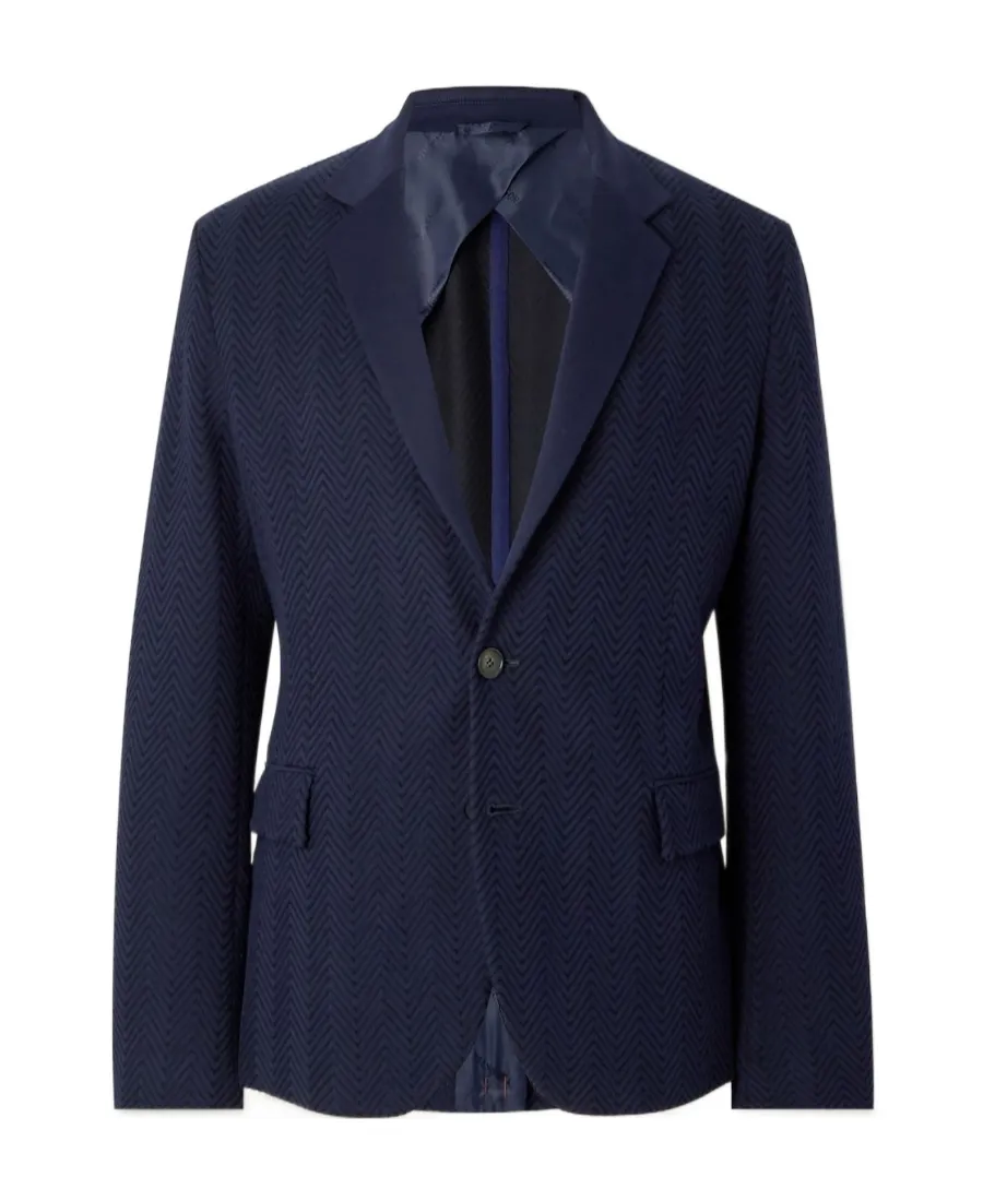 Single-Breasted Chevron Blazer