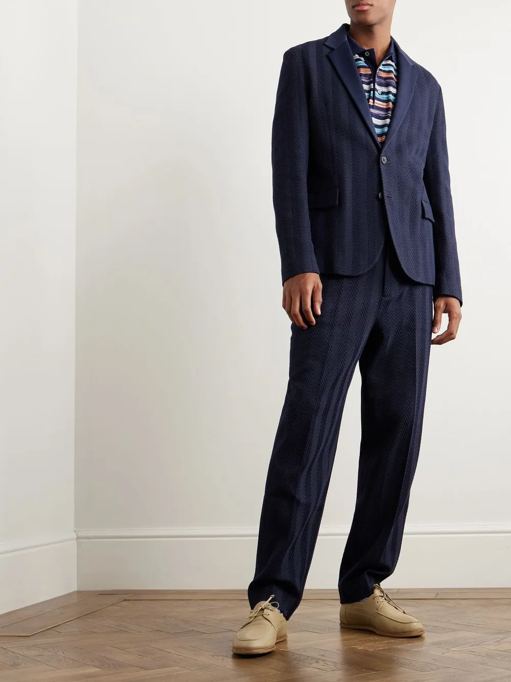 Single-Breasted Chevron Blazer