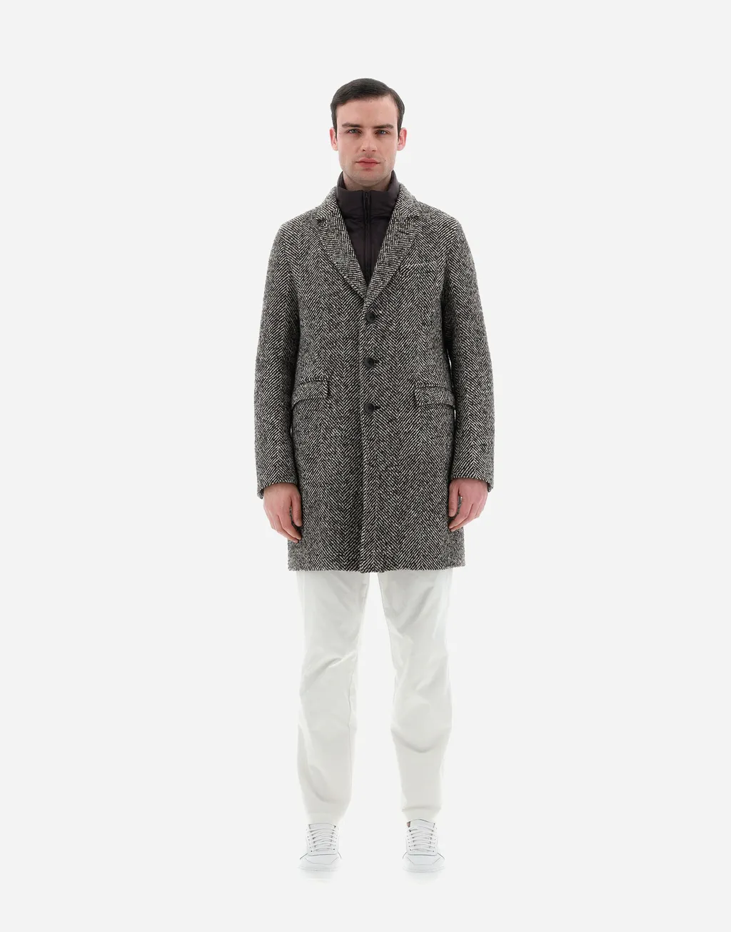 Single-Breasted Herringbone Coat