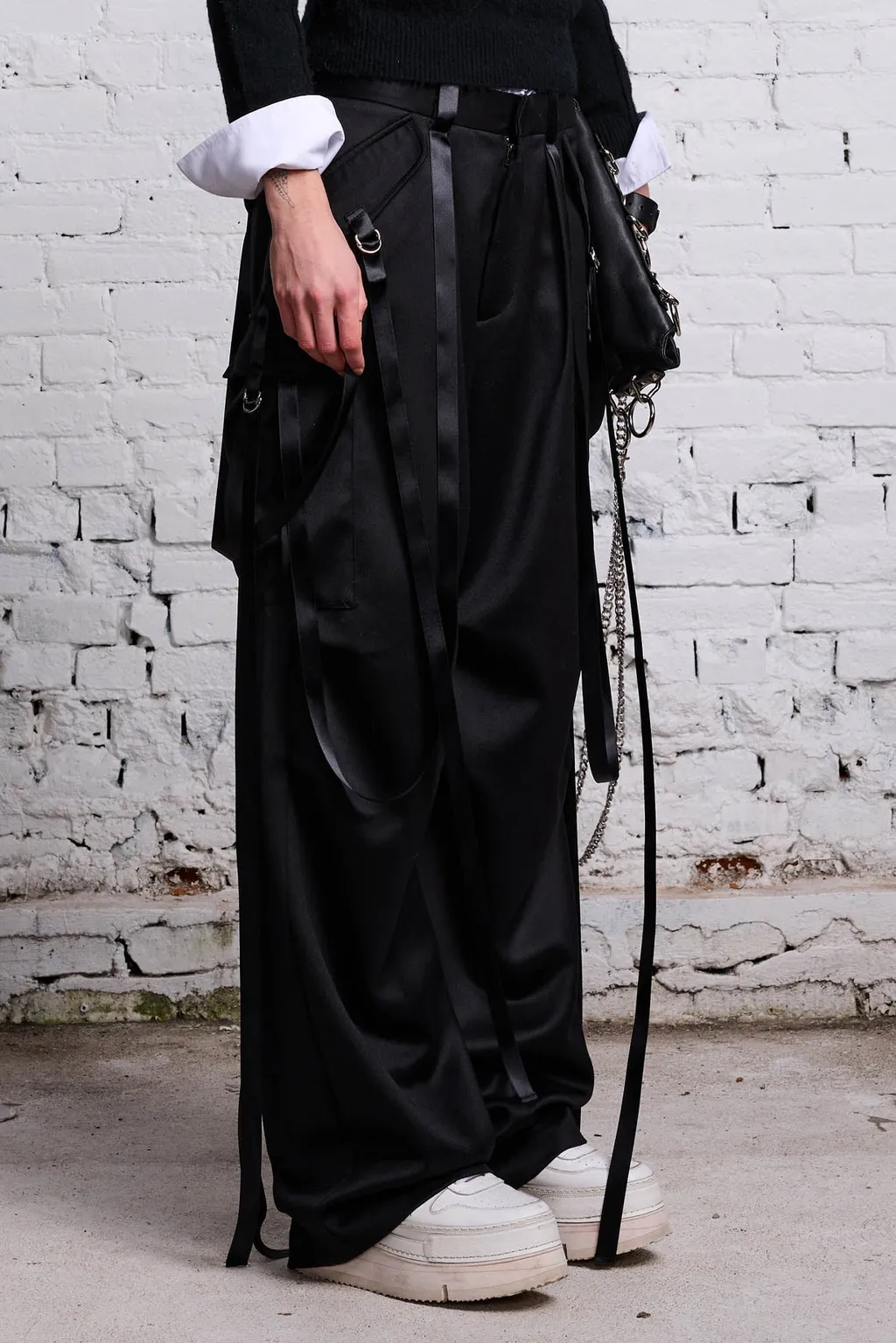 Strap-Detail Wool Cargo Trousers