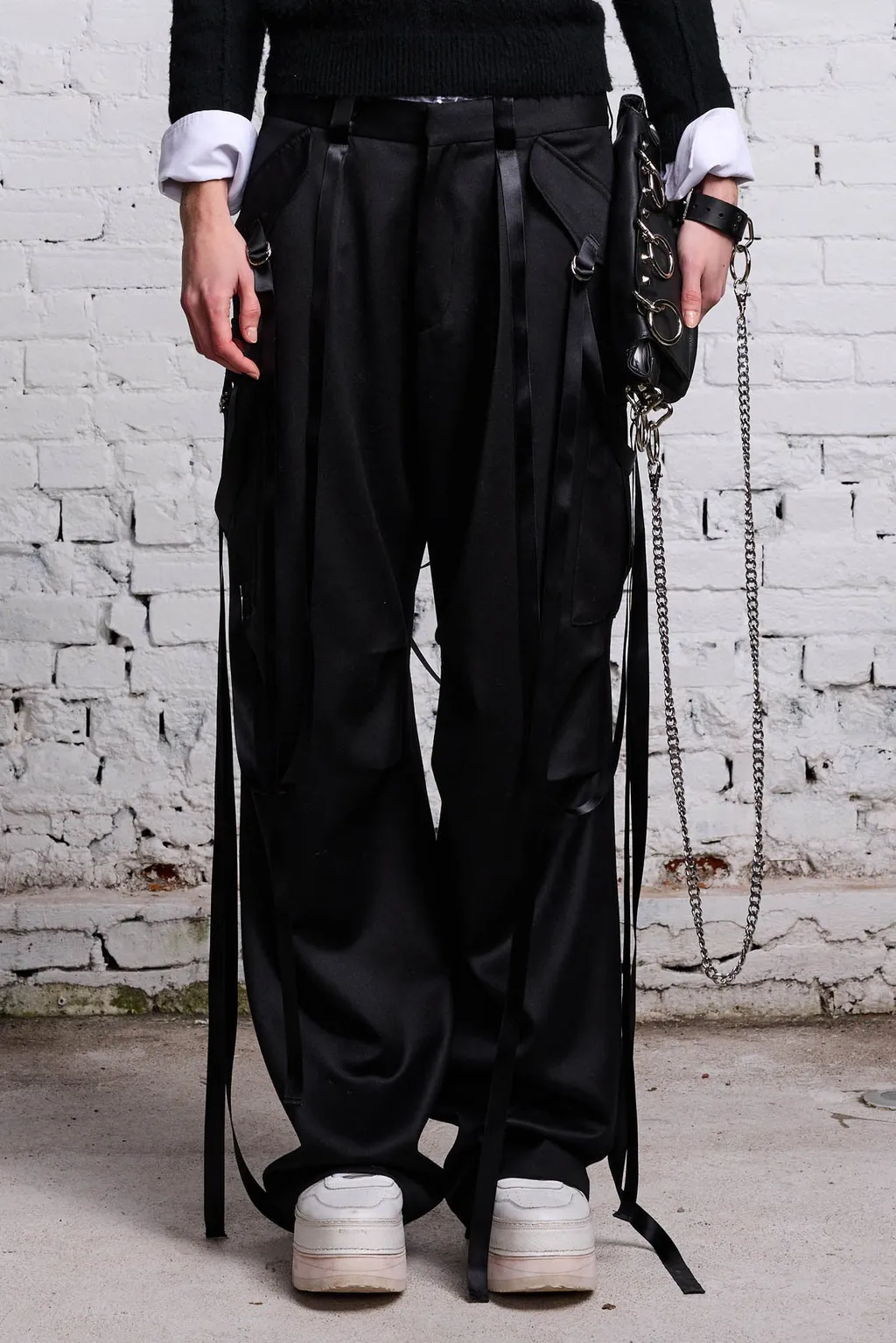 Strap-Detail Wool Cargo Trousers