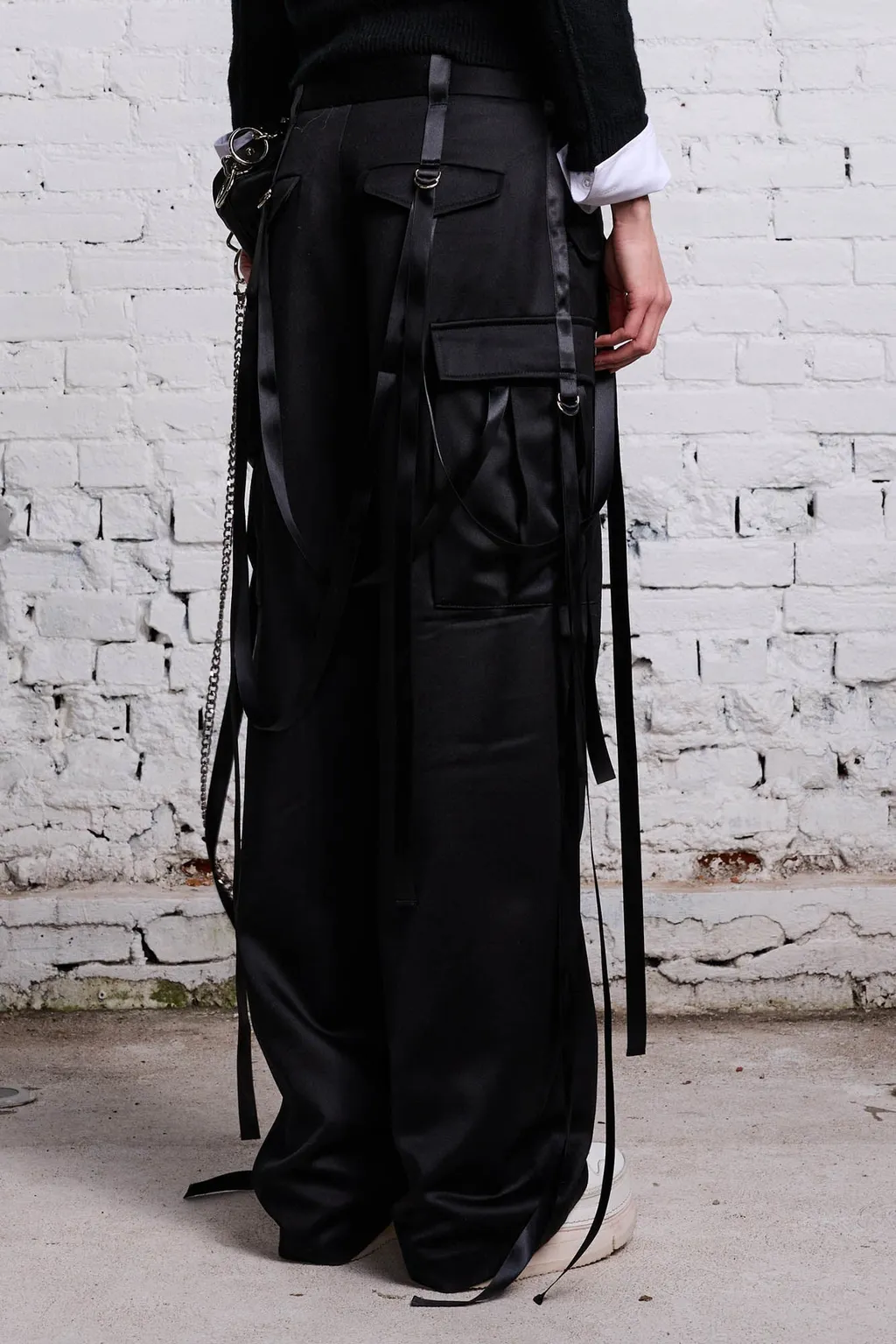 Strap-Detail Wool Cargo Trousers
