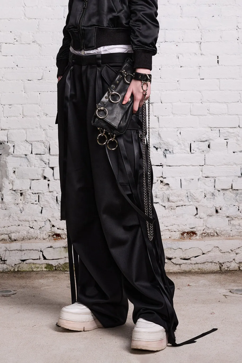 Strap-Detail Wool Cargo Trousers