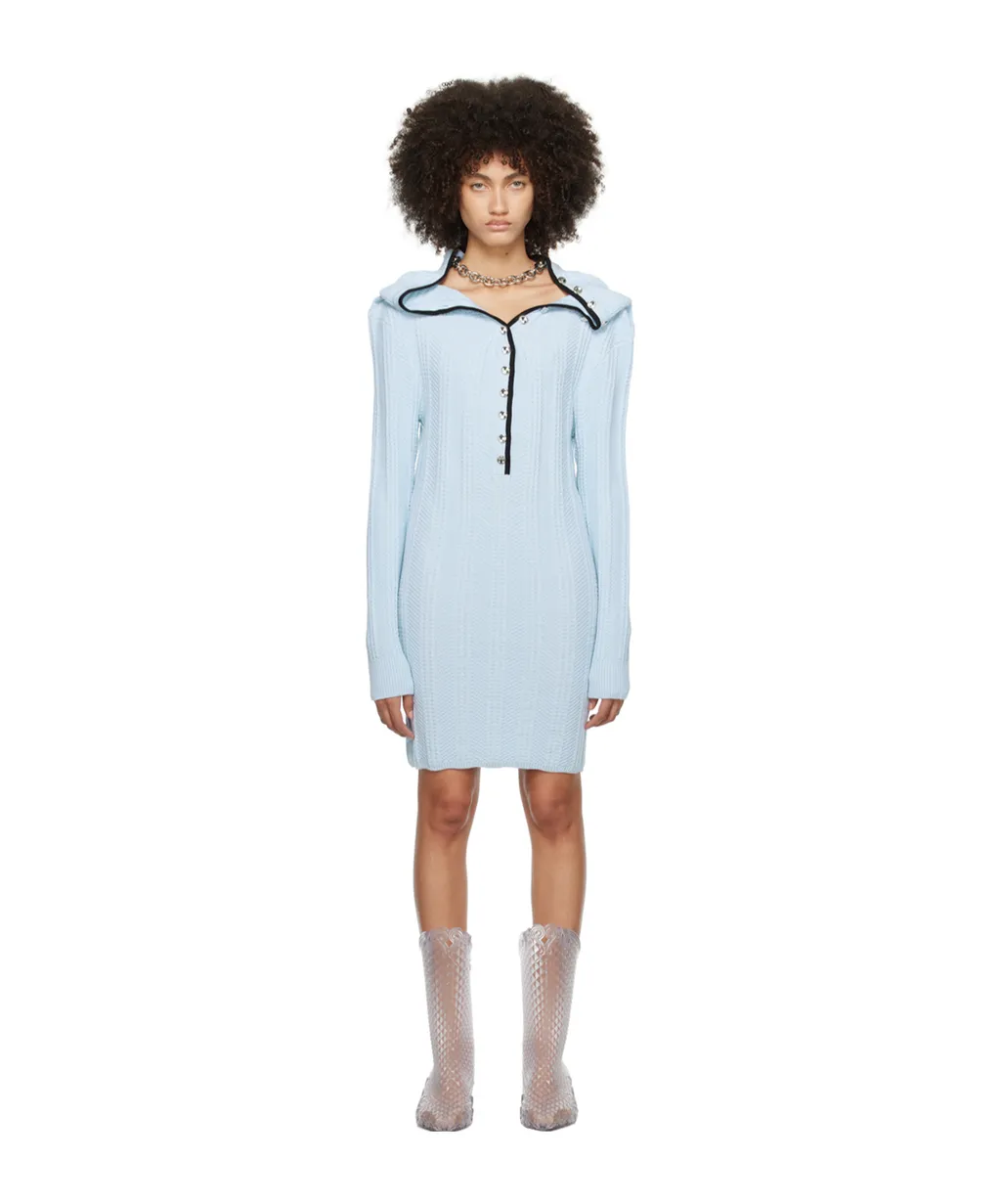 Ruffle-Collar Merino Mini Dress