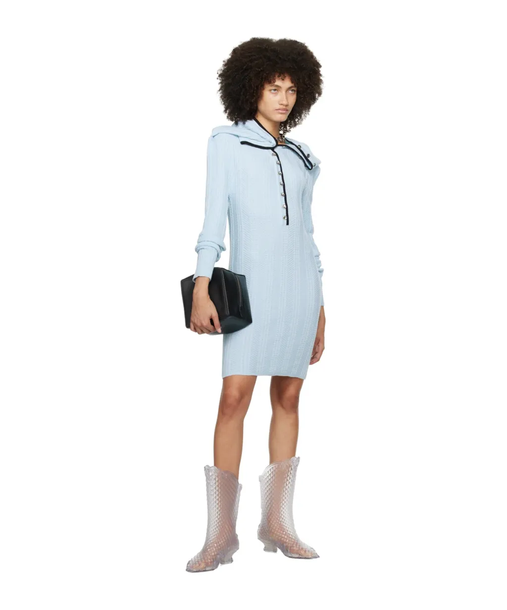 Ruffle-Collar Merino Mini Dress