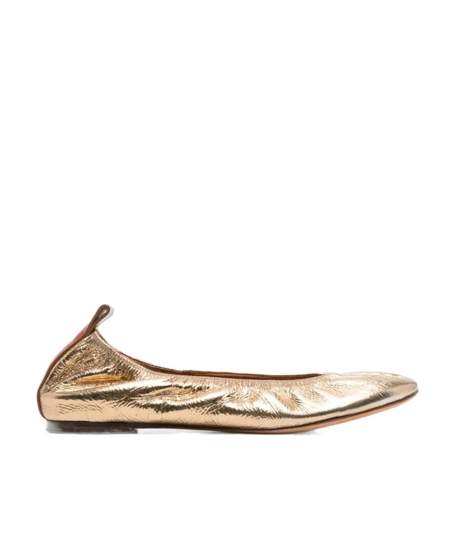 Lanvin Ruched Detail Metallic Ballerina Shoes