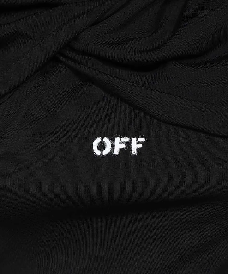 Off-White Fluid Jer Twist Long-Sleeved Hooded Top