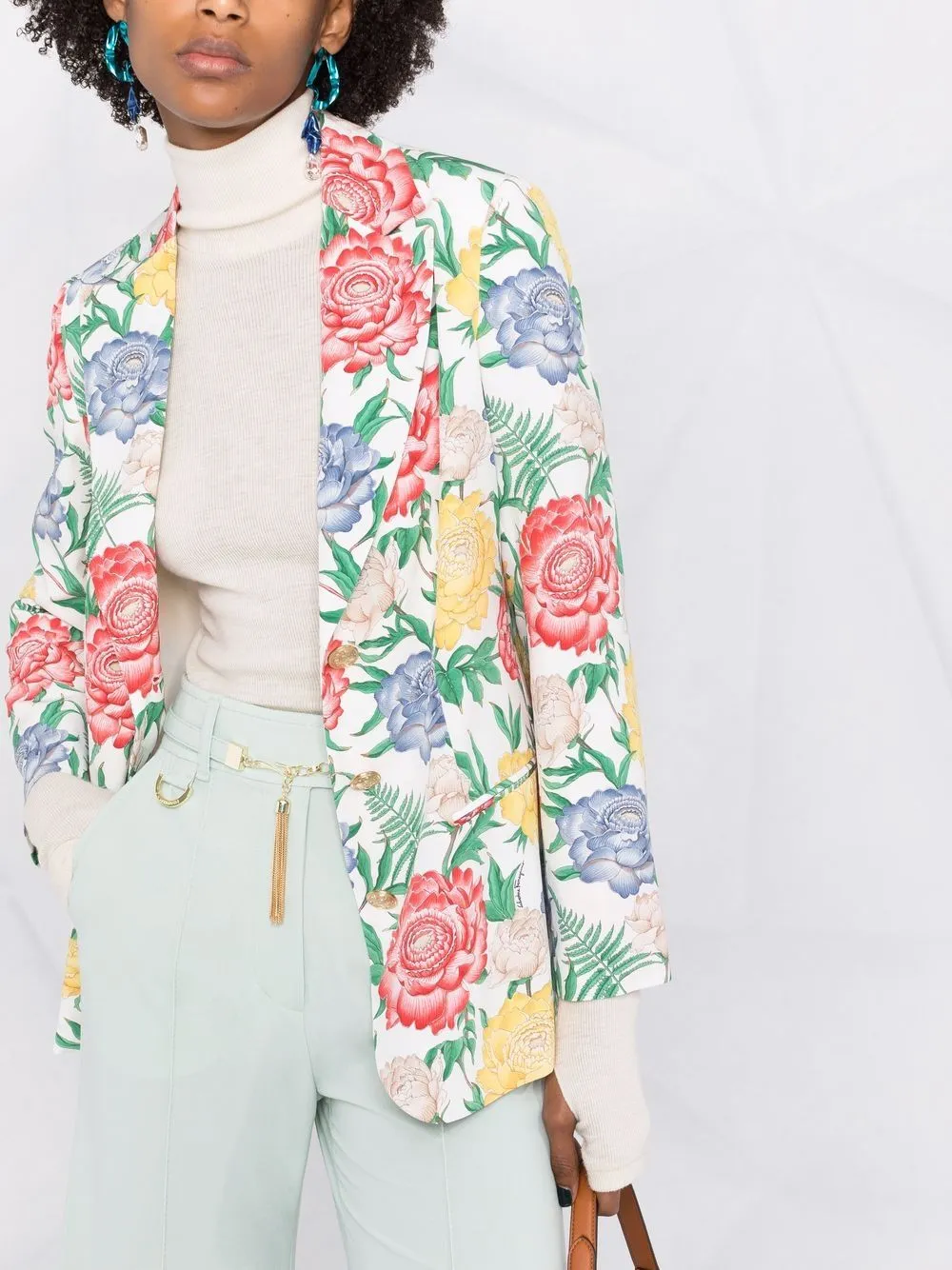 Floral-Print Single-Breasted Blazer