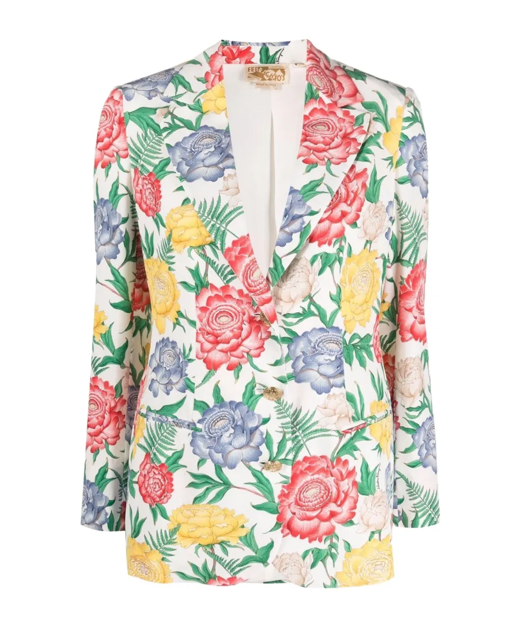 Floral-Print Single-Breasted Blazer