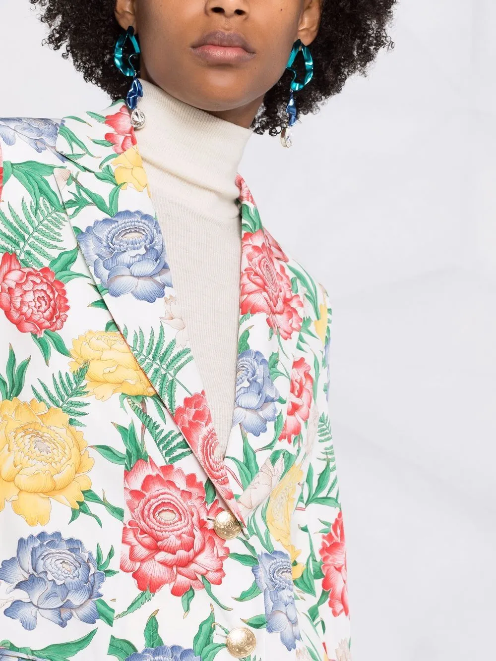 Floral-Print Single-Breasted Blazer