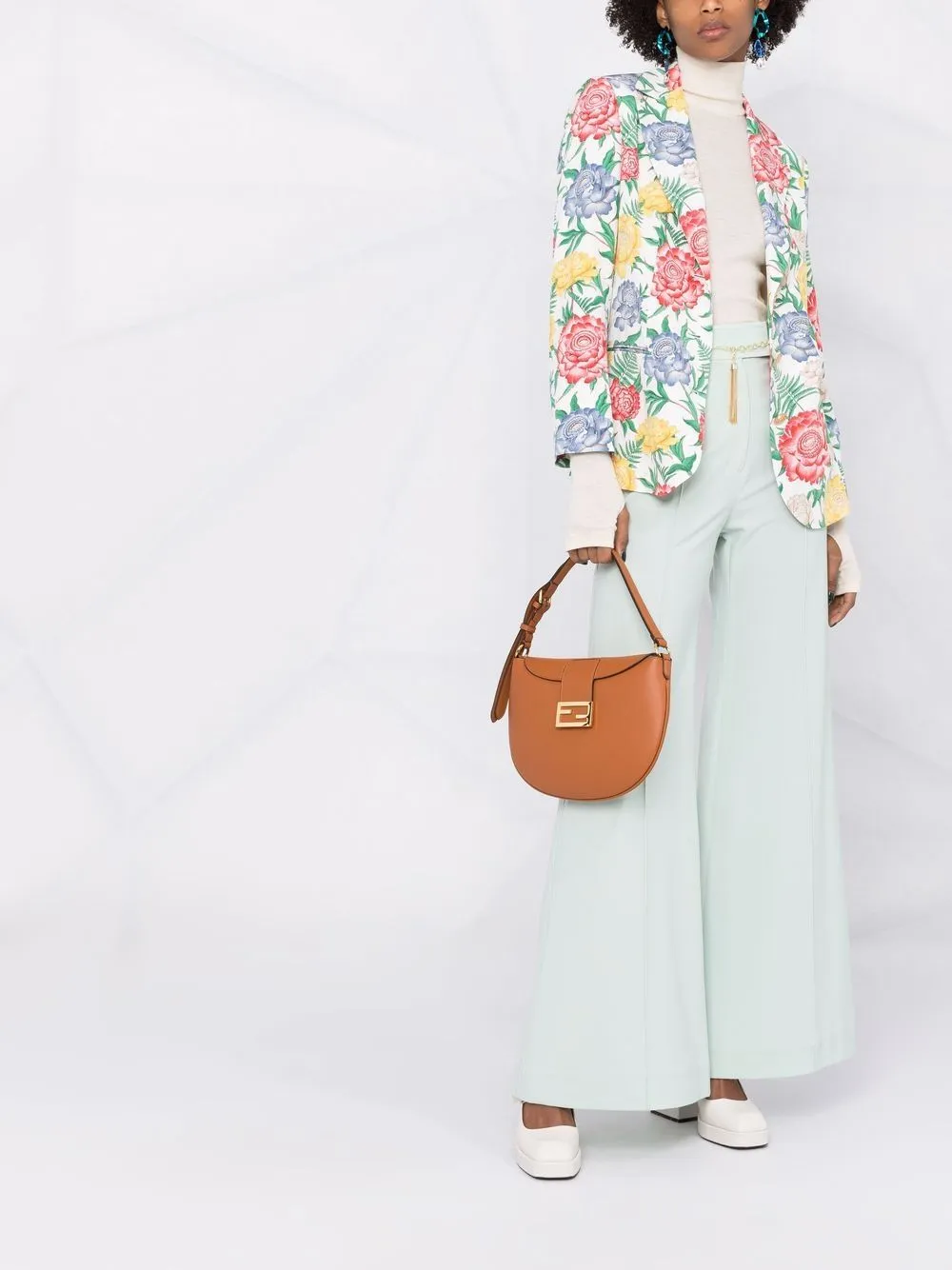 Floral-Print Single-Breasted Blazer