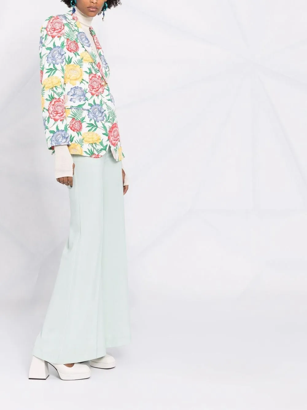 Floral-Print Single-Breasted Blazer