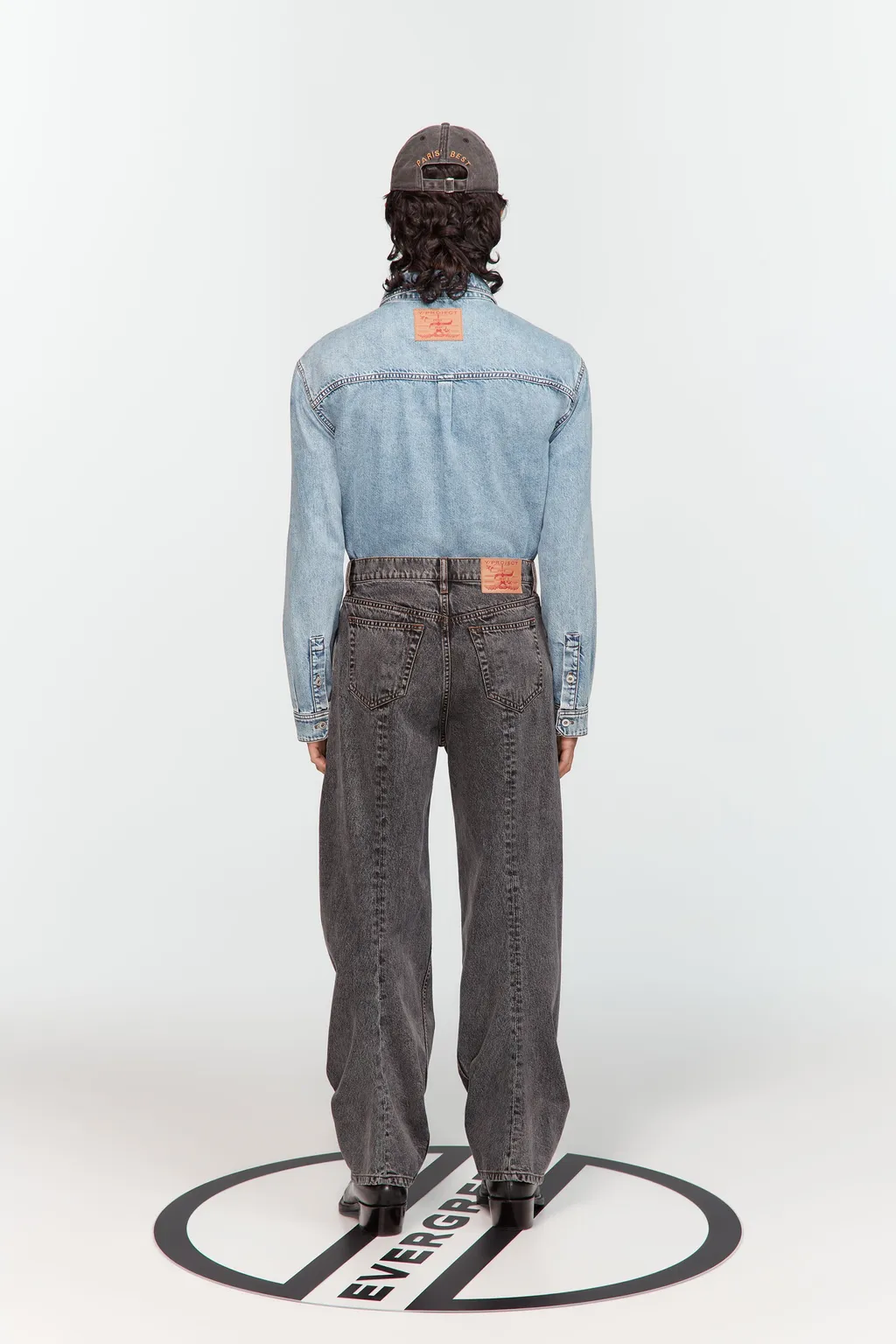 Draped Low-Rise Wide-Leg Jeans