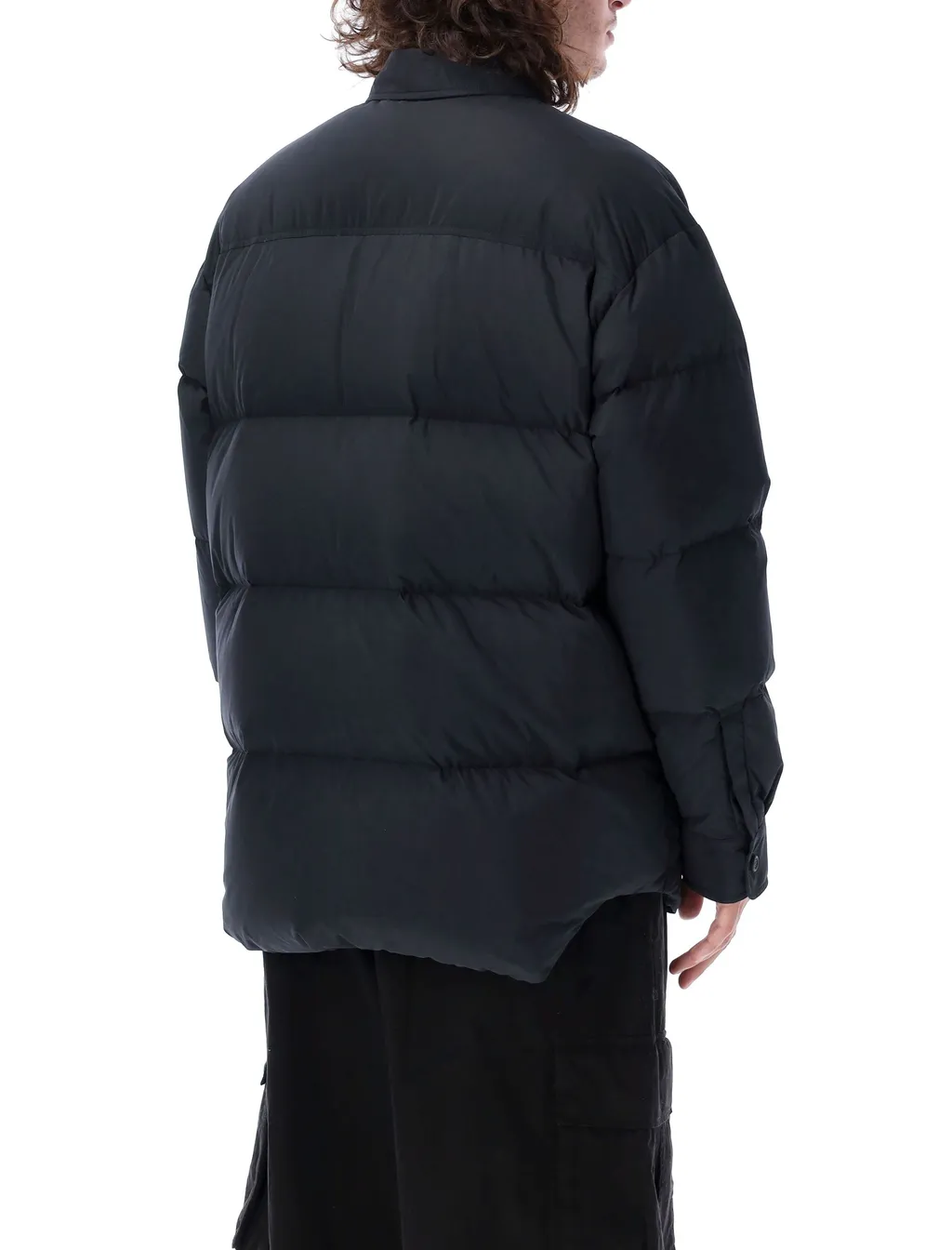 Off-White Buttoned Long-Sleeved Puffer Jacket