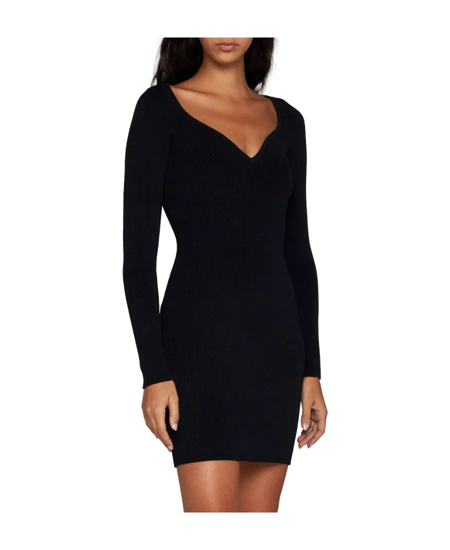 V-Neck Ribbed Minidress