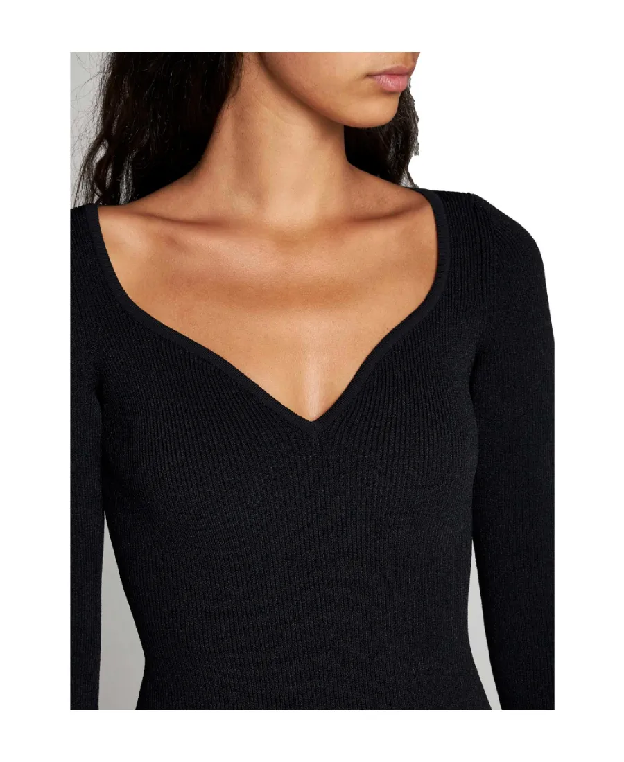 V-Neck Ribbed Minidress