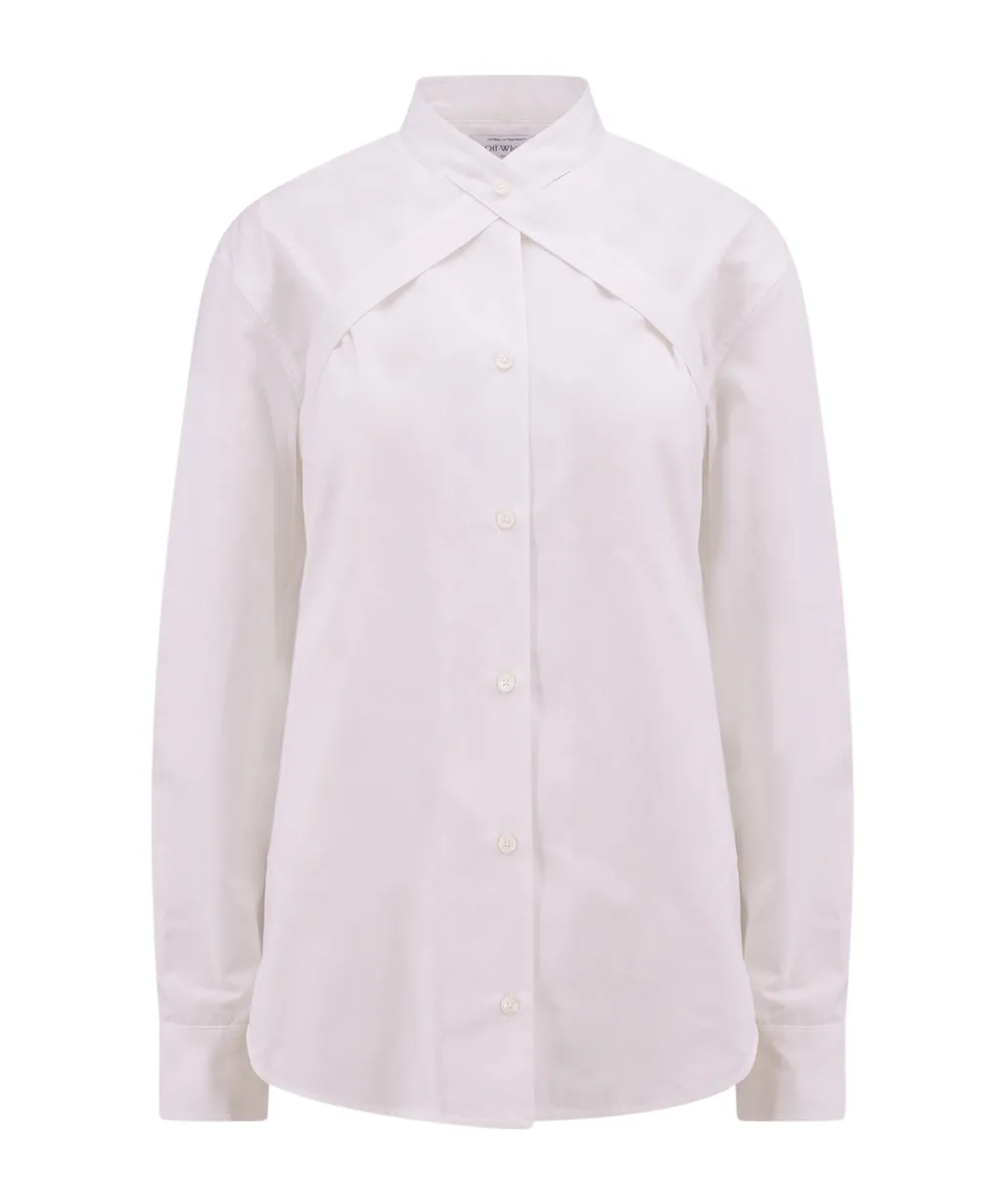 Off-White Belted Buttoned Long-Sleeved Shirt