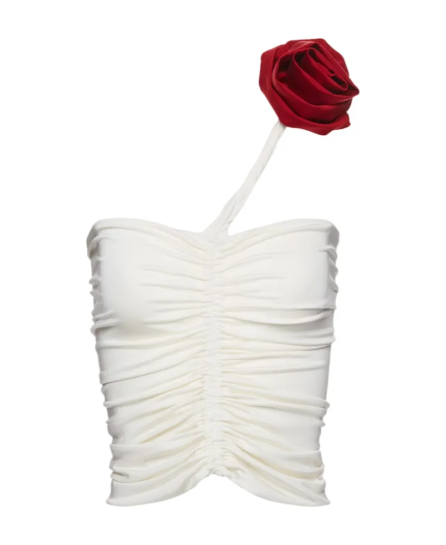 Rose-Appliqué Gathered Top