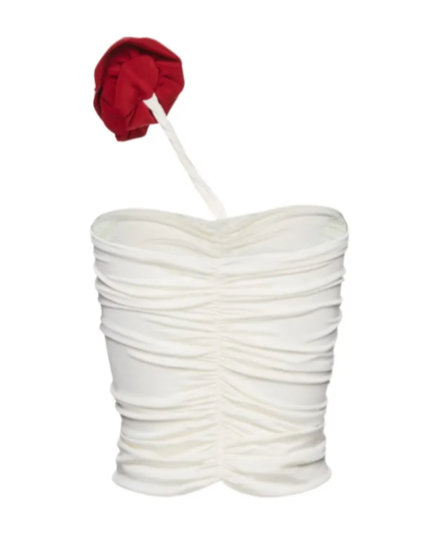 Rose-Appliqué Gathered Top