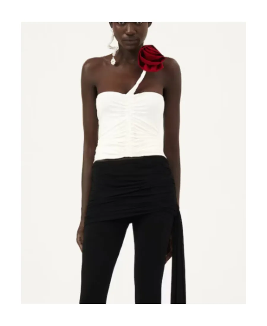 Rose-Appliqué Gathered Top