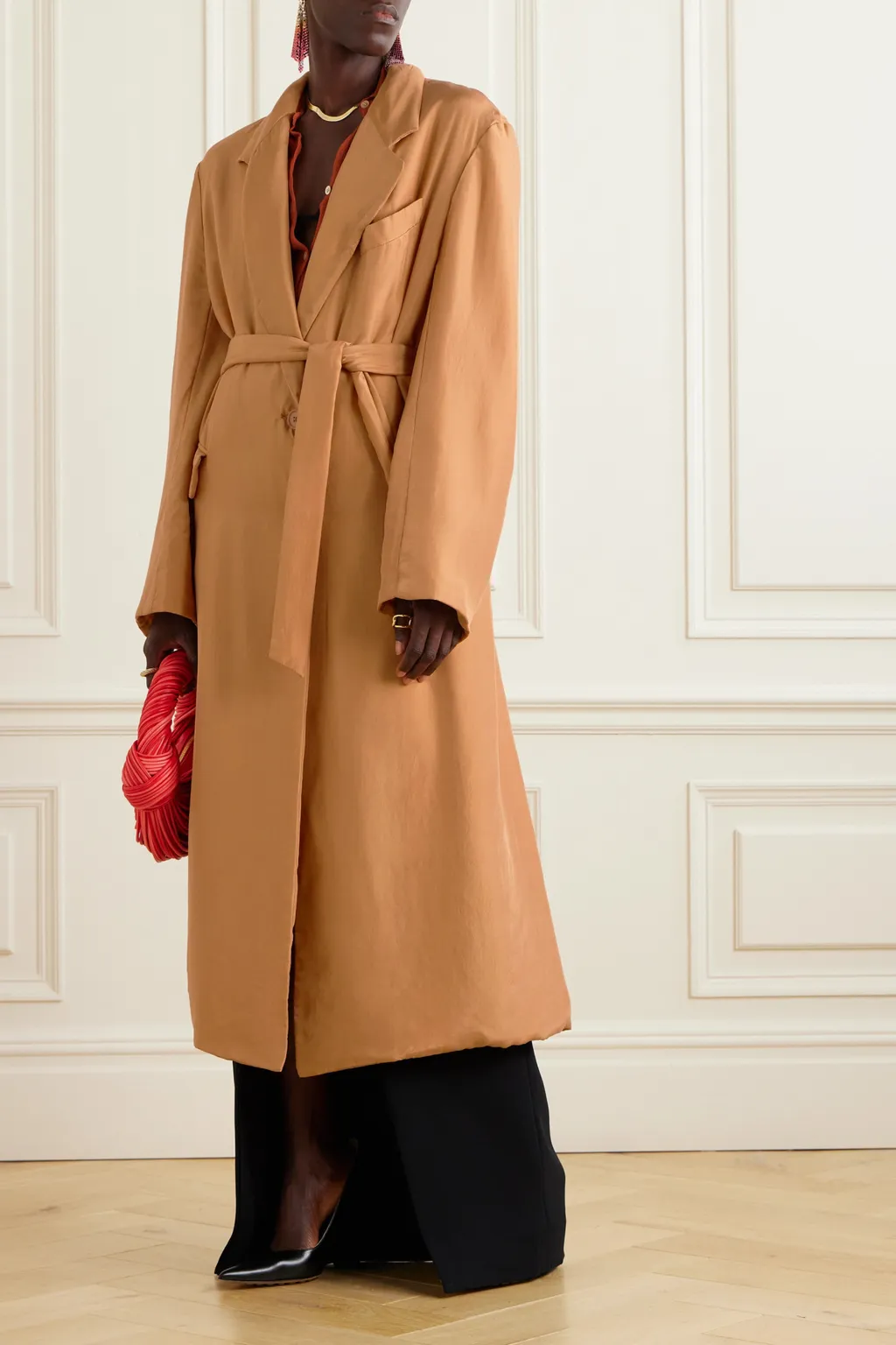 Belt And Long-Sleeved Windbreaker