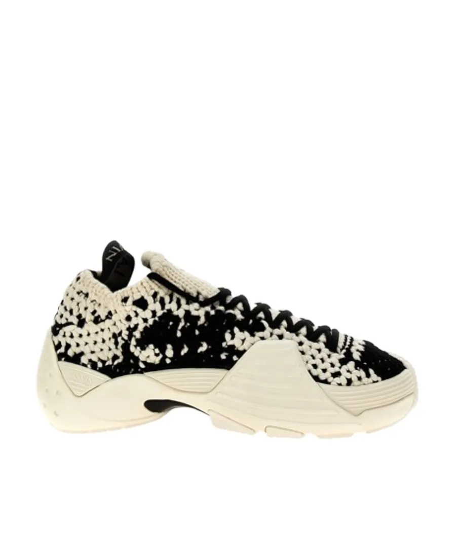 Lanvin Flash-X Crochet-Knit Lace-Up Sneakers