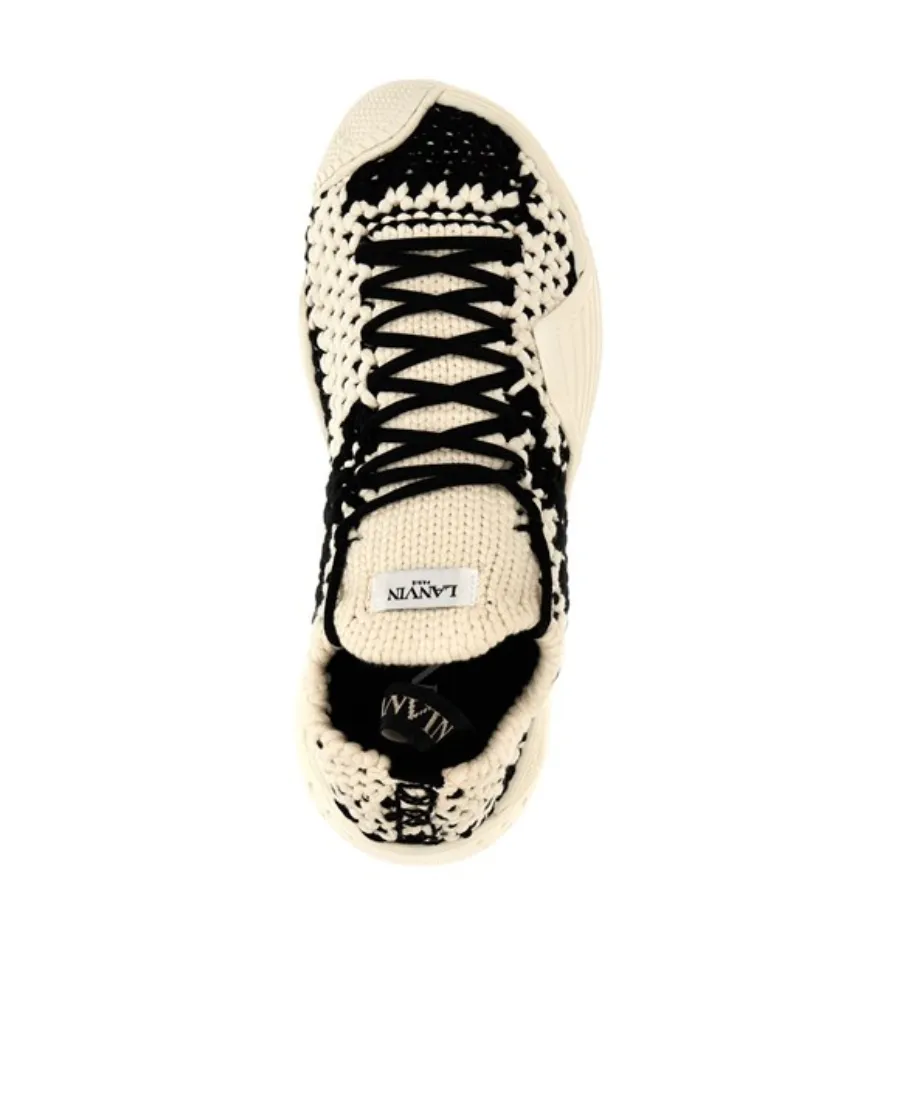 Lanvin Flash-X Crochet-Knit Lace-Up Sneakers