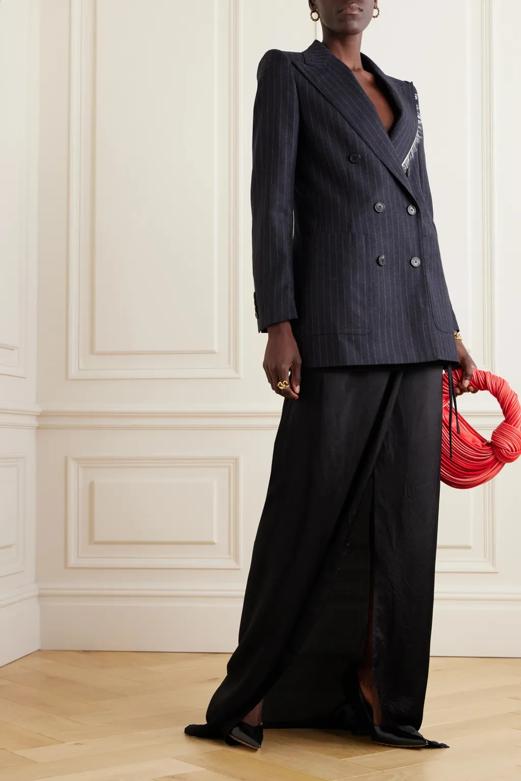 Layered Pinstripe Skirt