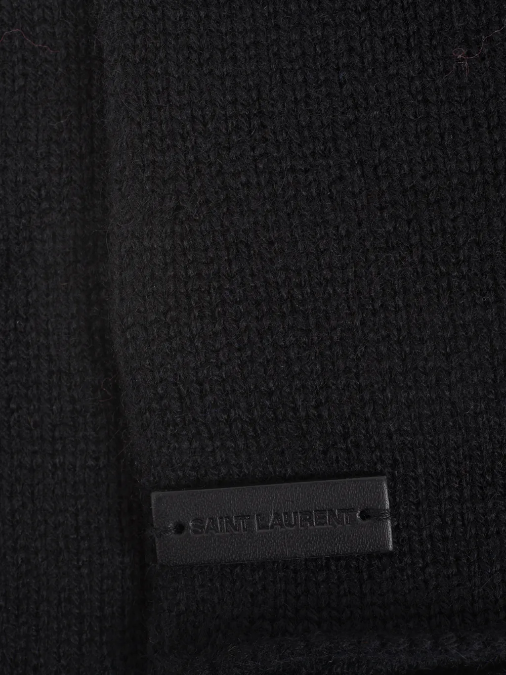 Saint Laurent Logo Patch Ribbed Knit Gloves