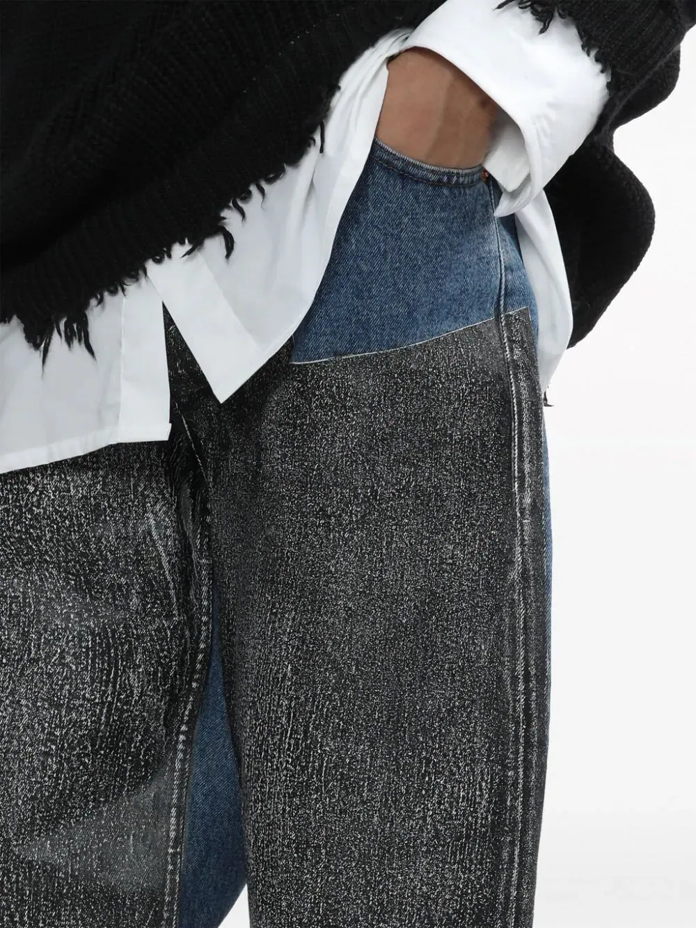 Mm6 Maison Margiela Logo-Patch Panelled Straight-Leg Jeans