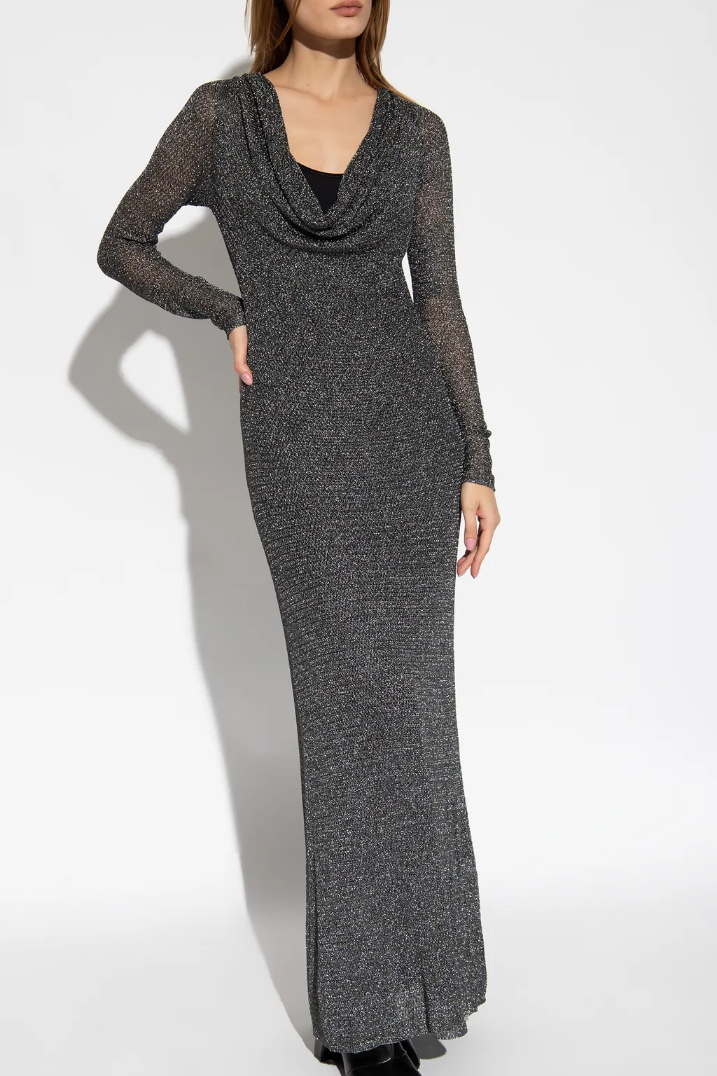 Blumarine Draped Long-Sleeve Dress