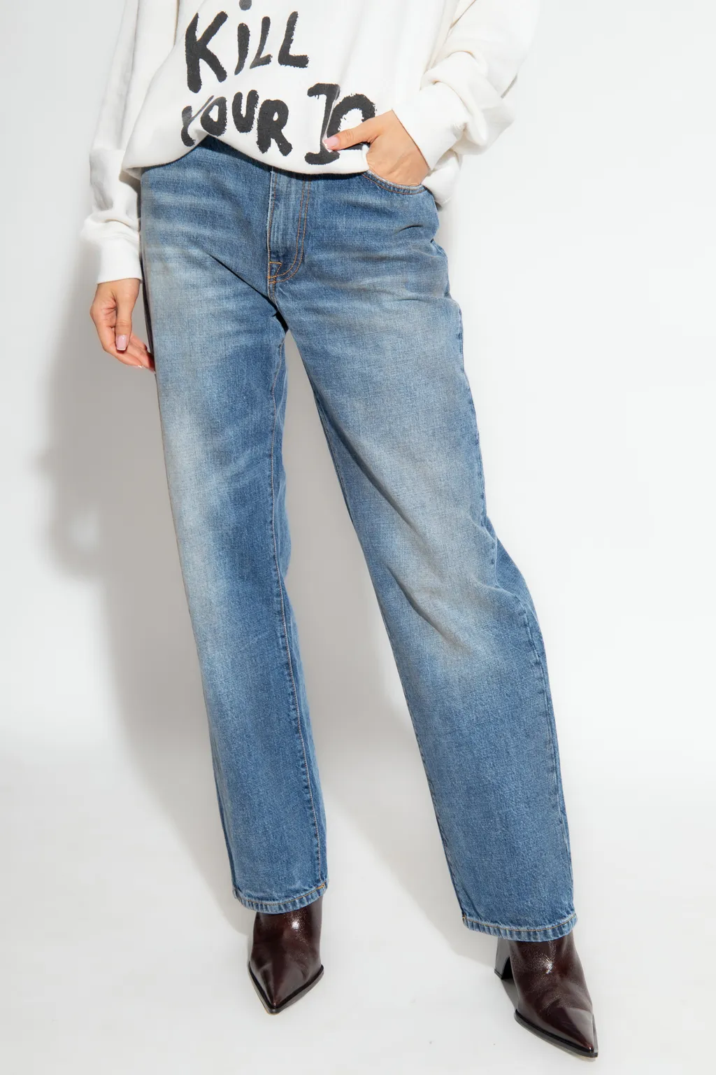 Mid-Rise Straight-Leg Jeans