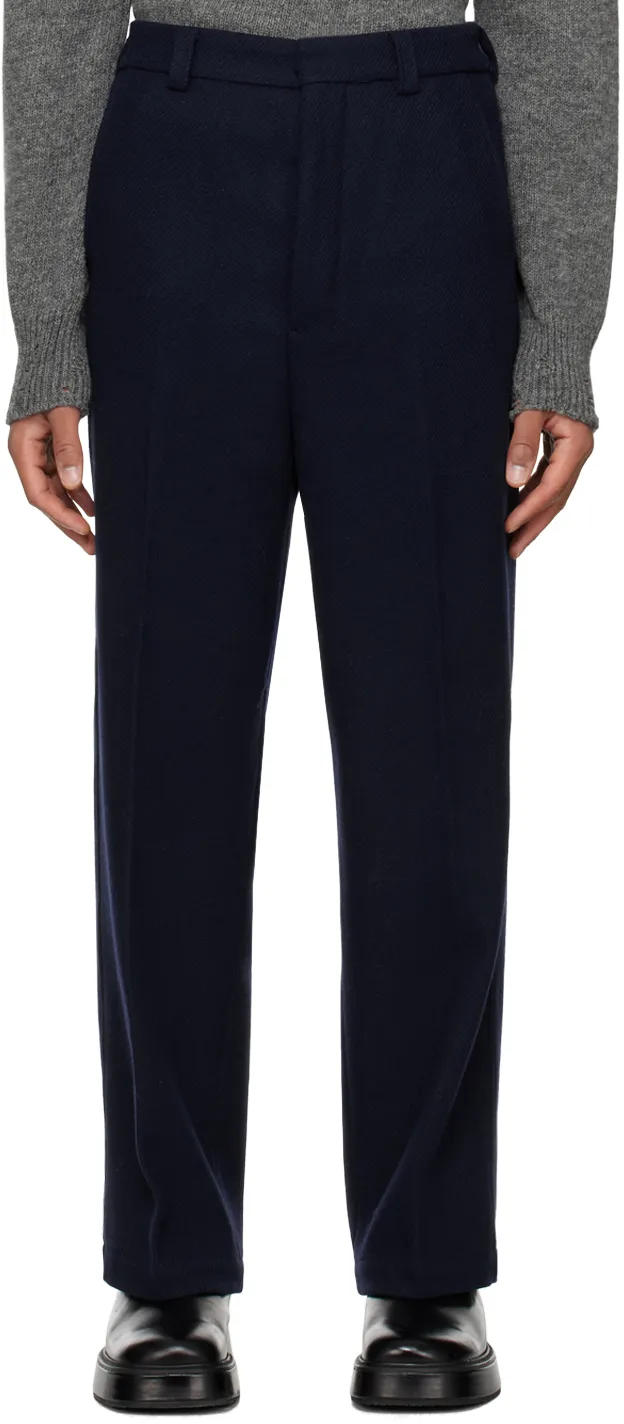 Ami Paris Straight-Leg Pleat-Detailed Trousers