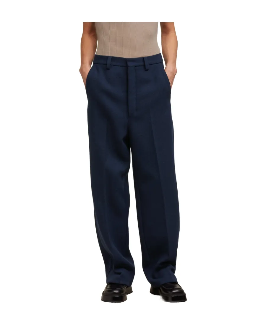 Ami Paris Straight-Leg Pleat-Detailed Trousers