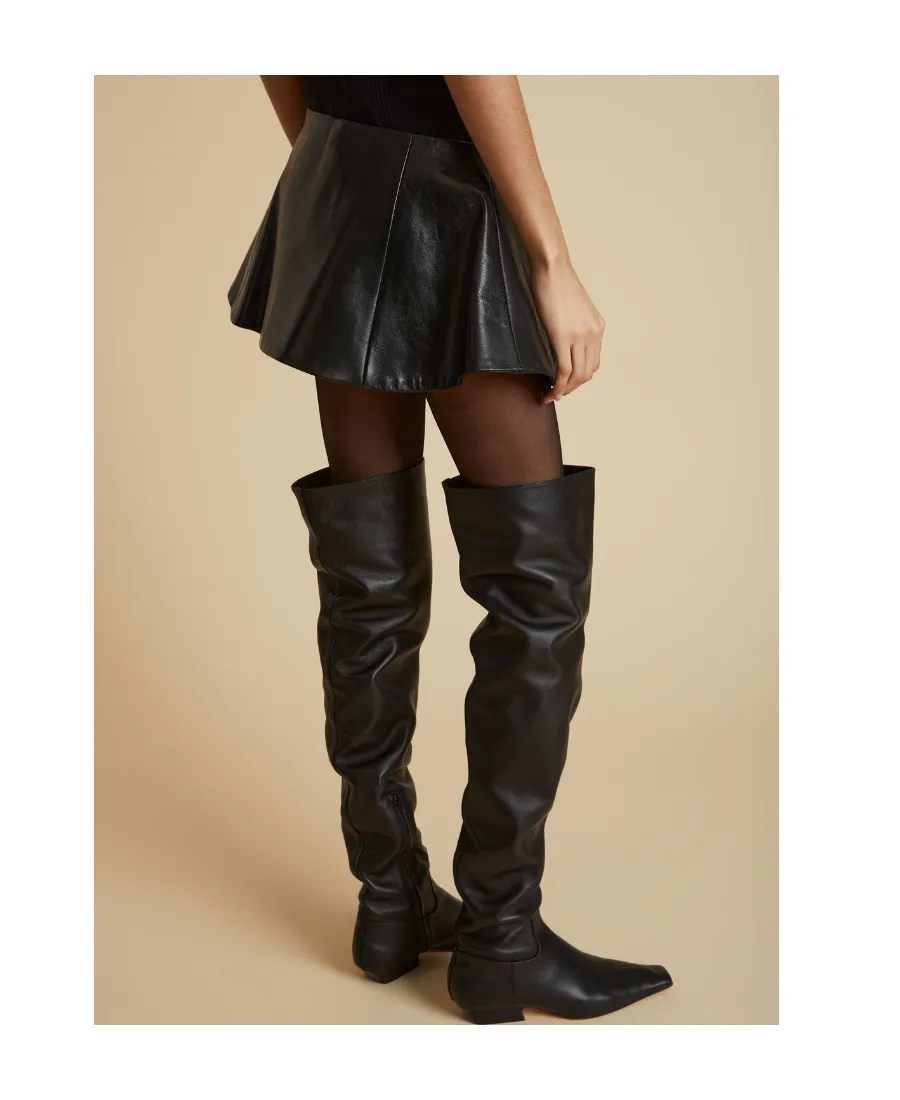 Ralfa Pleated Leather Mini Skirt