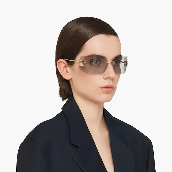 Miu Miu Eyewear Logo-Plaque Oversize-Frameless Sunglasses