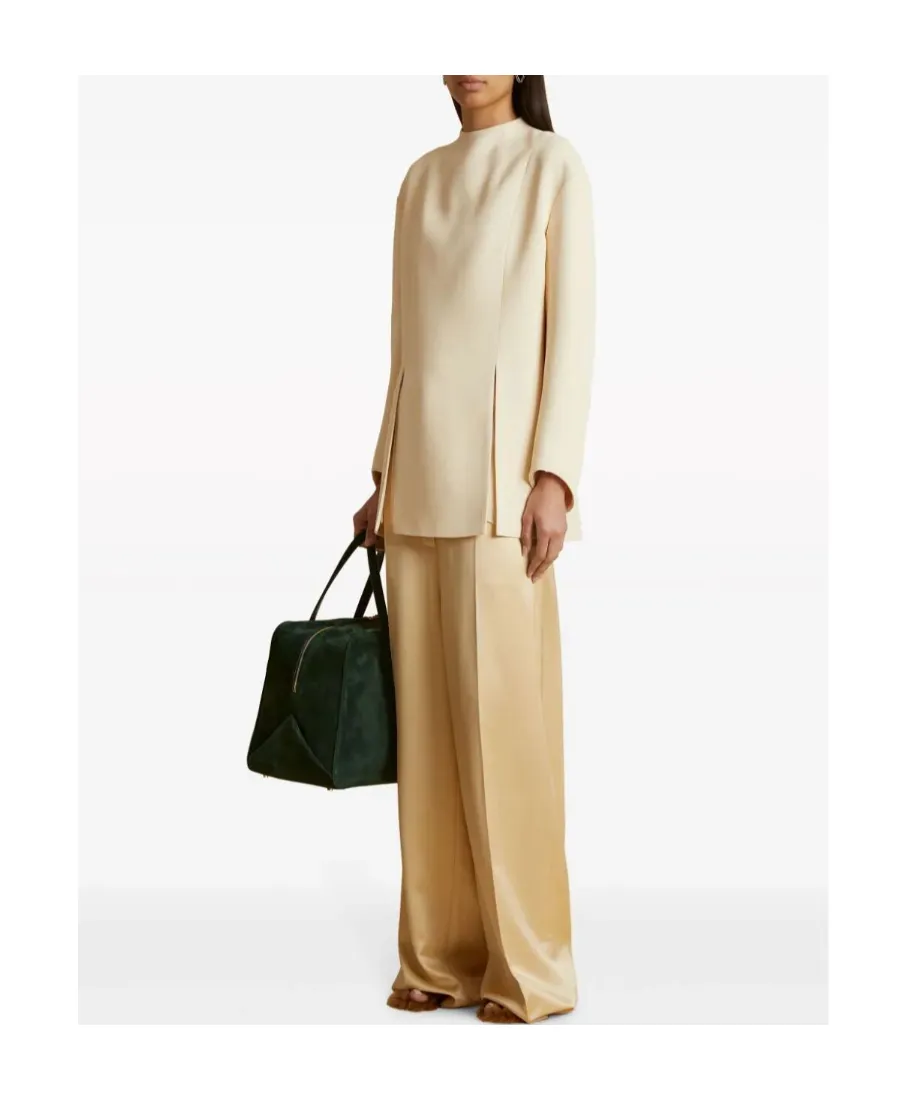 Khaite The Mahni Slit-Detailed Crewneck Blouse