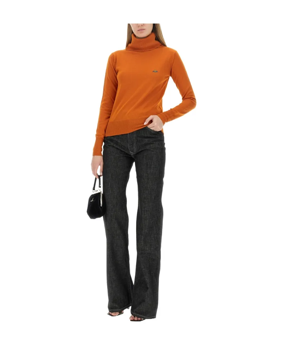 Vivienne Westwood Orb-Embroidered Roll Neck Knitted Jumper