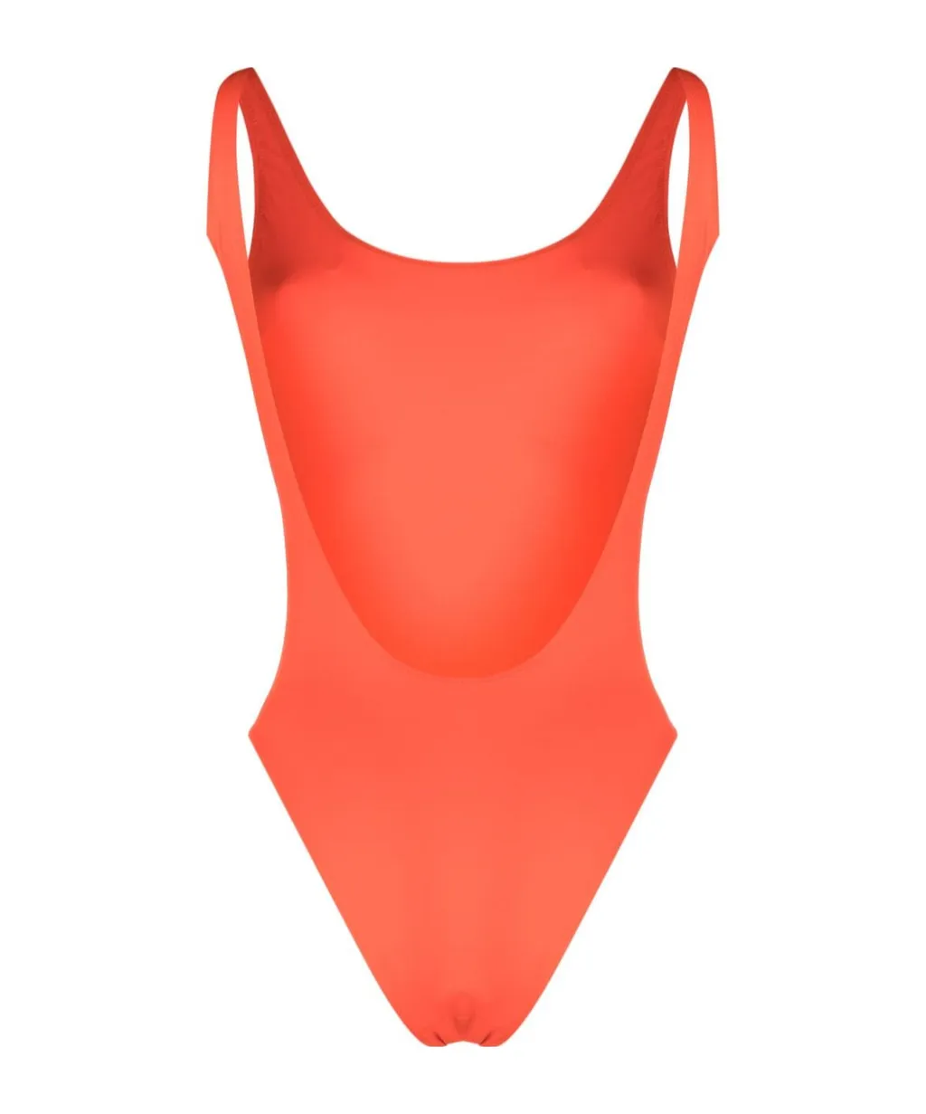 Printed Backless One-Piece Swimsuit