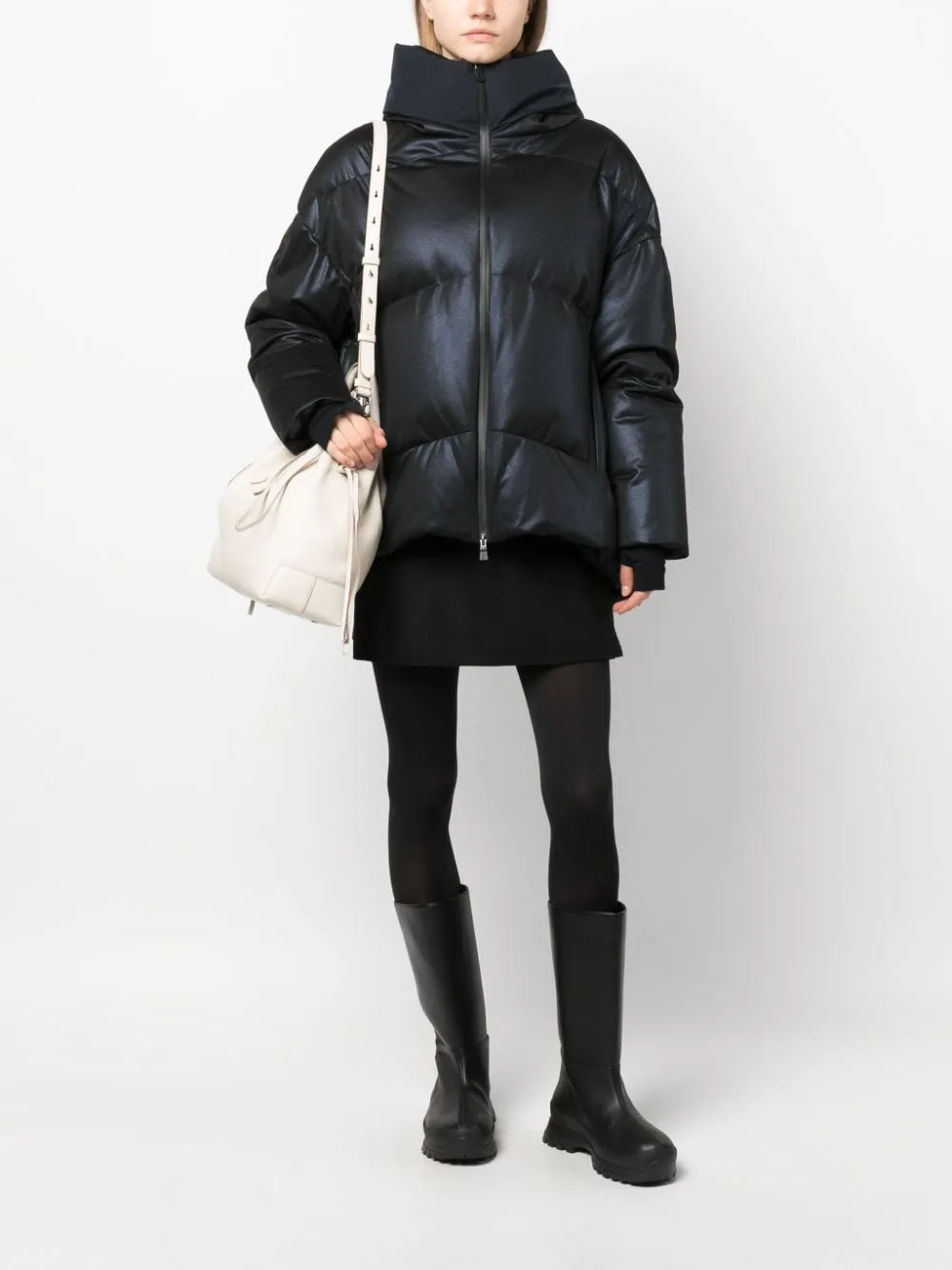 Hooded Feather-Down Coat