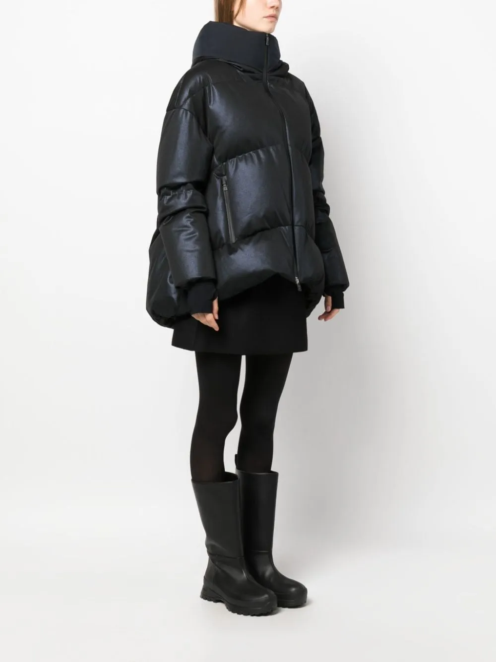 Hooded Feather-Down Coat